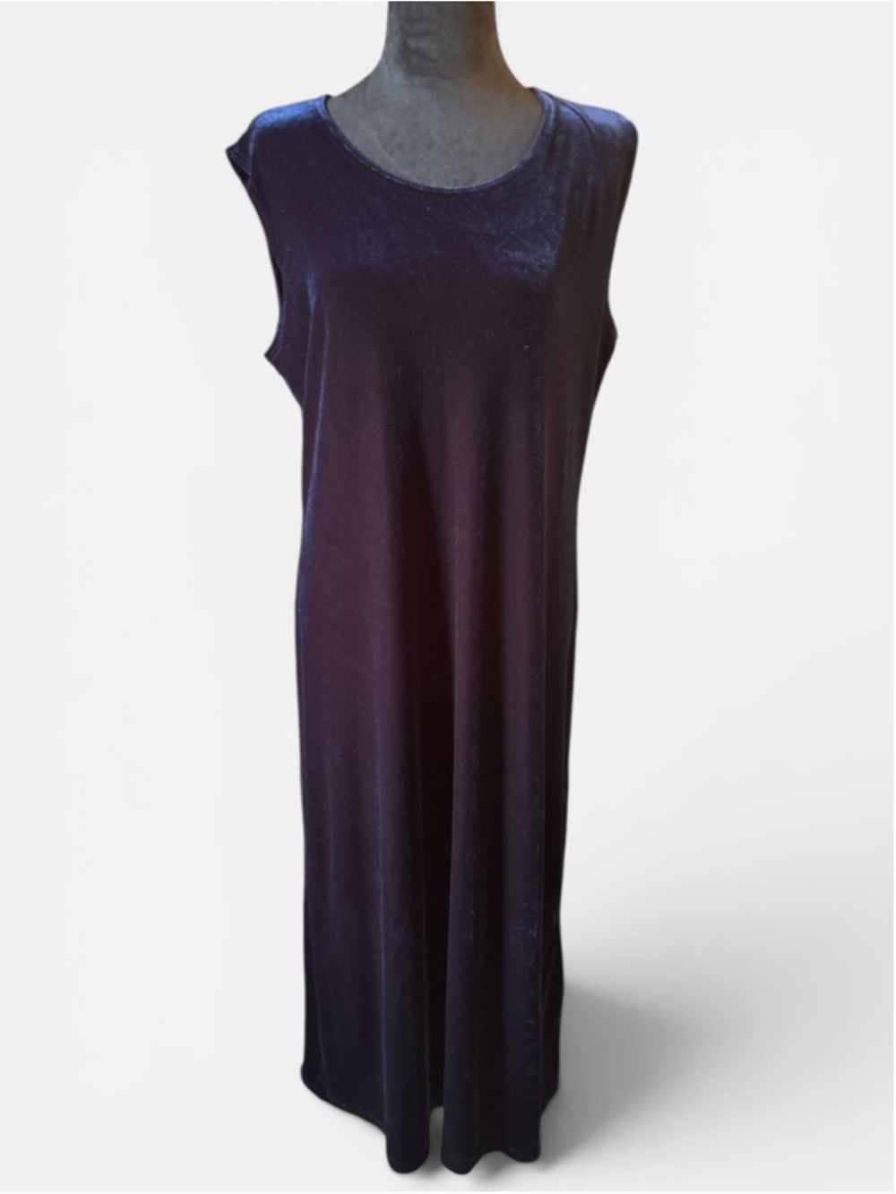 Kathie Lee Collection Vintage Navy Velour Sleeveless Long Dress - Size L
